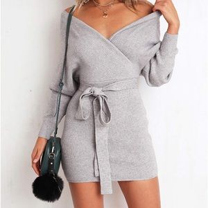 Amazon long sleeve knit grey sweater dress, size Small. Never worn.